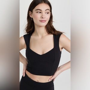 ALO Sweetheart Ribbed Black Top Women’s Small